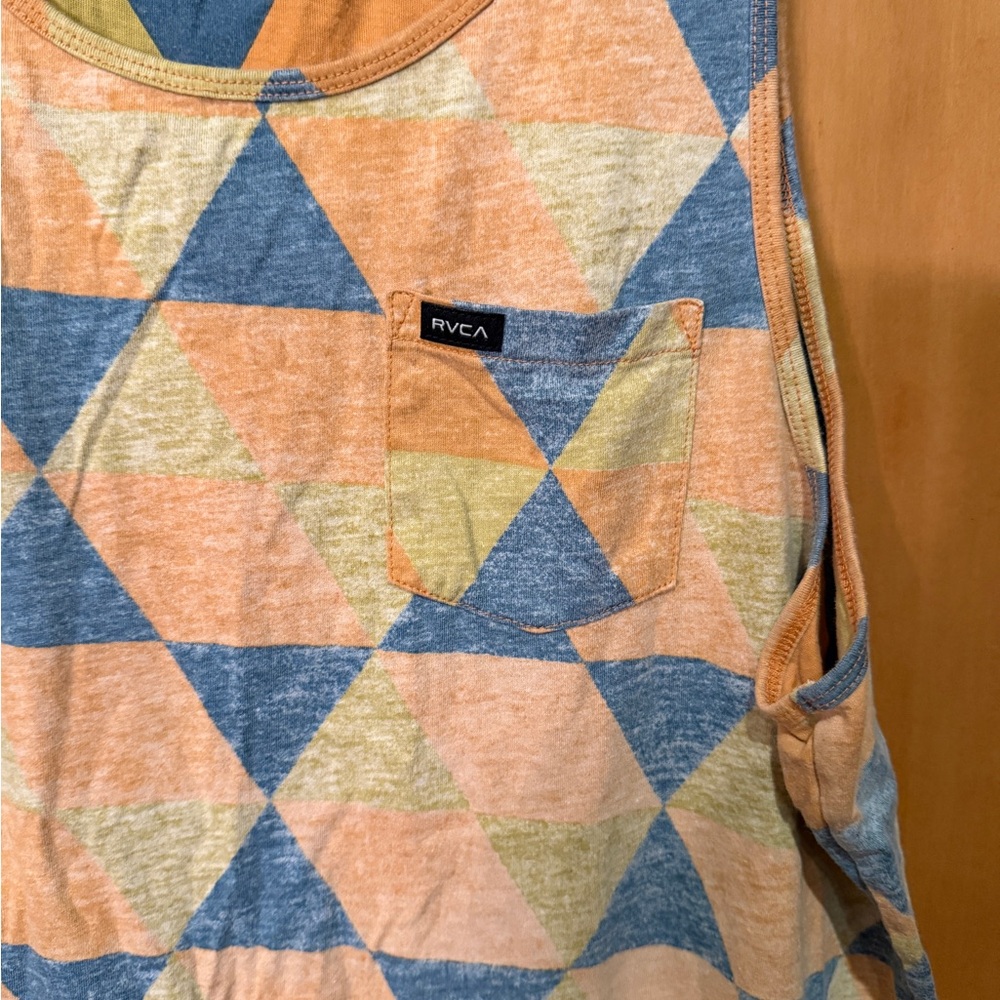RVCA Geometric Blue and Orange Tank Top - Picture 2 of 3